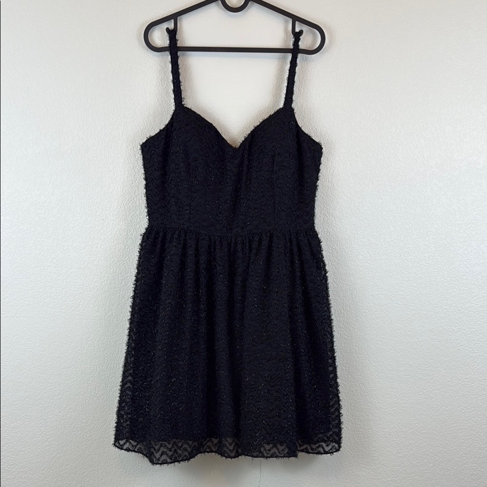 Aidan by‎ Aidan Mattox Elegant Black Fuzzy Tulle Mini Dress Size 12